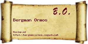 Bergman Ormos névjegykártya